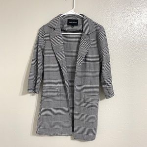 🖤 Plaid long jacket blazer